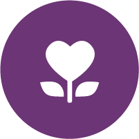 Icon with heart shaped plant representing safety and trust